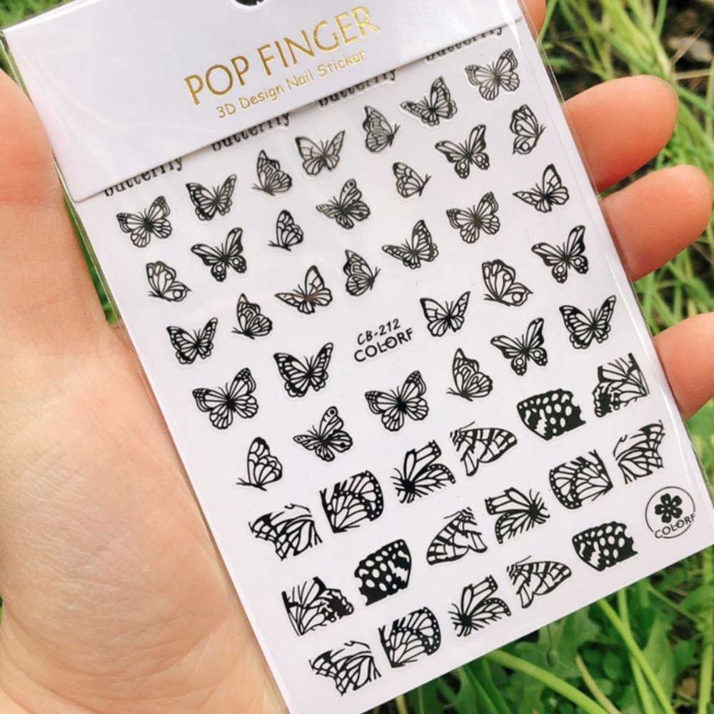 Butterfly Nail Stickers Nail Art Design DIY Decal Pink - US Stock